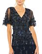 Mac Duggal 9207 Illusion Flutter Sleeve V-Neck Dress