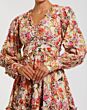 Mac Duggal 8261 Floral A-Line Bishop Sleeve V-Neck Homecoming Dress