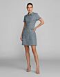 Mac Duggal 21221 Short Sleeve Collared Neck Blue Dress