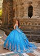 Amarra 54324 Hooded Cape Petal Train Quince Dress
