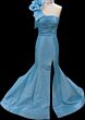 Ava Presley 26527 One-Shoulder Rosette Fit and Flare Satin Dress