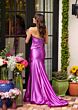 Ava Presley 40015 Plunging Halter Neck Pleated Waist Dress