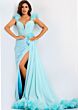 Jovani 44327 Ruffle Strap Side Overskirt Dress