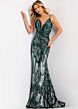 Jovani 42600 Plunging Neckline Bare Back Sequin Dress