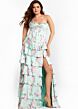 Jovani 47579 Ruffle Skirt Floral Print Strapless Dress