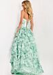 Jovani 48772 Tiered Ruffle Skirt Peek-A-Boo Neckline Dress