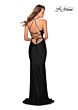 La Femme 28593 Surplice Bodice Strappy Lace-Up Back Dress