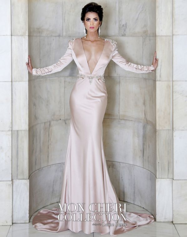 Laine Berry by Mon Cheri MCLB11614 Vivian Beaded Waist Dress 