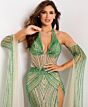 Jovani 46596 Beaded Illusion Bodice Cape Sleeve Dress