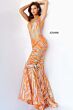 Jovani 06153 Two Tone V-Neck Dress