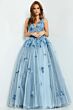 Jovani 06286 Floral Appliques V-Neck Bridal Dress