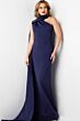 Jovani 09709 Watteau Train High Neck Wedding Gown