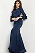 Jovani 09776 Bateau Neck Three-Quarter Sleeves Dress