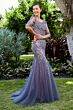 Montage by Mon Cheri 122901 Sheer Sleeve Godet Skirt Dress