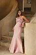 Mac Duggal 2305 Asymmetric Neck Beaded Bow Bust Dress
