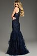 Jovani 25854 Ruffle Skirt Plunging Neck Dress