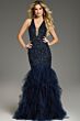 Jovani 25854 Ruffle Skirt Plunging Neck Dress