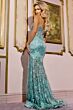 Jovani 38468 Illusion Corset Floral Sequin Dress