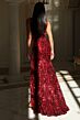 Jovani 40757 High Slit Floral Sequin V-Neck Dress