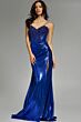Jovani 42336 Embellished Corset Slit Skirt Metallic Dress