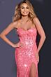 Jovani 43334 Strapless Corset High Slit Sequin Dress