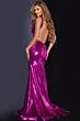 Jovani 43572 Plunging Neckline Backless Metallic Dress