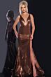 Jovani 43572 Plunging Neckline Backless Metallic Dress