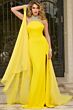 Jovani 43697 Watteau Train Halter Neck Dress