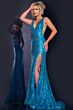 Jovani 43725 Sheer Sides V-Neck Sequin Dress