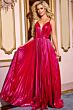 Jovani 43795 Strappy Back Pleated Metallic Dress