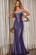 Jovani 43802 Beaded Neckline Corset Leather Dress