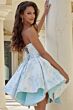 Jovani 47304 Pleated Skirt Strapless Floral Dress