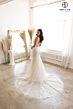 Abby Lane 97186 Illusion Train Embroidered Slim-Flare Wedding Gown