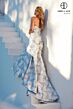 Abby Lane 97274 Bow Back Floral Brocade Blue Bridal Dress