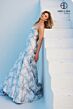 Abby Lane 97274 Bow Back Floral Brocade Blue Bridal Dress
