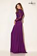 Abby Paris 96044W Illusion Sleeves Chiffon Grape Dress