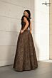 Abby Paris 96088 Chocolate Brown One Shoulder Brocade Dress