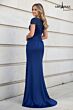 Abby Paris 96093 Center Slit Knitted Satin Column Dress