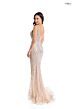 Abby Paris 90156 Plunging Neckline Fitted Rose Gold Dress