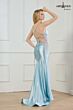Abby Paris 90359 Illusion Sides Light Blue Beaded Knit Dress