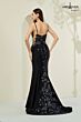 Abby Paris 90360 Floral Back Fitted Blue Black Dress