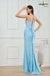 Abby Paris 90363 Floral Bodice Light Blue Stretch Knit Dress