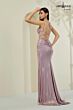 Abby Paris 90367 Illusion Bodice Metallic Lilac Dress