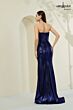 Abby Paris 90368 Slit Skirt Metallic Midnight Blue Dress