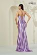 Abby Paris 90375 Beaded Neckline Lilac Satin Dress
