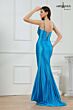 Abby Paris 90396 Bow Top Glitter Stretch Turquoise Dress