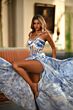 Alyce Paris 61994 Strappy Floral A-Line High Slit Dress