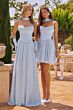 Amoris T741 Scoop Neck A-Line Chiffon Skirt Bridesmaid Dress