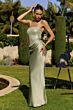 Amoris T744 Sequin Bodice Fitted Draped Skirt Maid of Honor Dress