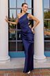 Amoris T748 Asymmetric Neck Draped Satin Maid of Honor Dress